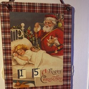 Red and White Holiday Decor Santa Plaque